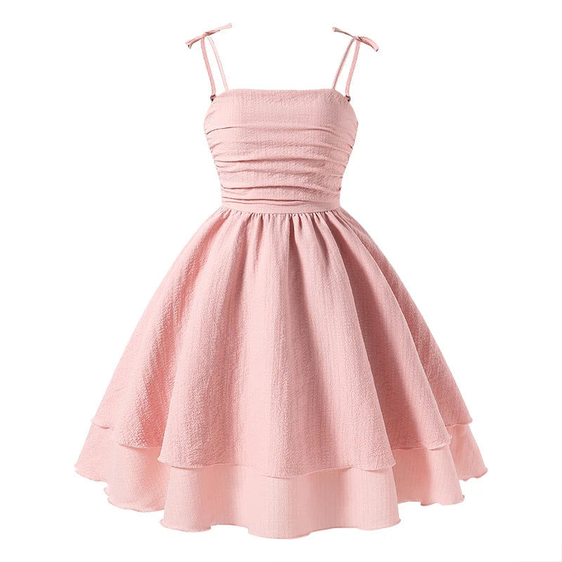 Lightweight Girls' Dress - Tiered Sling Dress, Polyester Elastane, For Birthday Party, Pageant, Communion