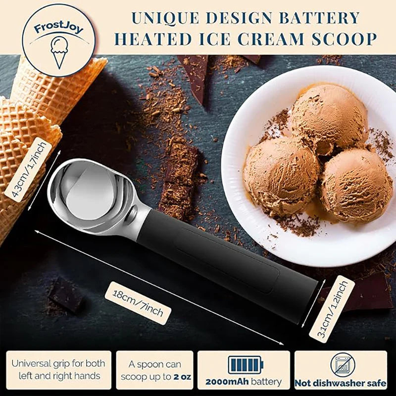 Cucchiaio Elettrico per Gelato Ricaricabile Riscaldato con Display LED Regalo Festivo 2025 Facile da Usare per Gelato Duro