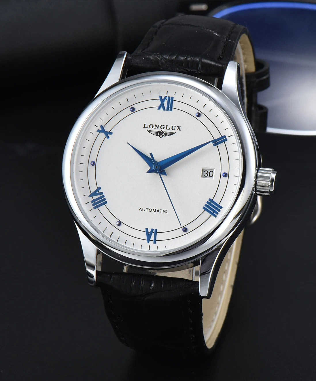 Automatic Watch Leather Strap Mechanical Date Waterproof