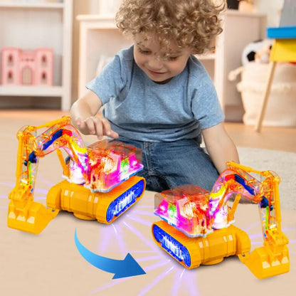 Mekanisk Gear Gravemaskine Legetøj med LED Lys & Musik - Uddannelsesmæssig Elektrisk Graver til Småbørn