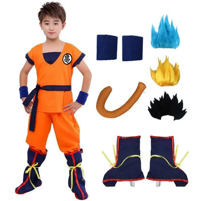 Son Goku Dragon Ball Z-animecosplaykostuumset met staart, polsband en pruik voor volwassenen en kinderen, Halloween 2026