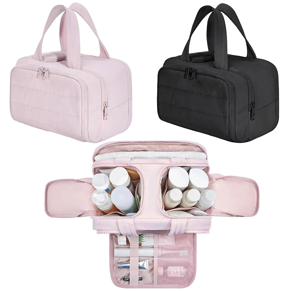 Waterproof women's travel cosmetic bag – large capacity wash bag, bathroom toiletries partition organizer