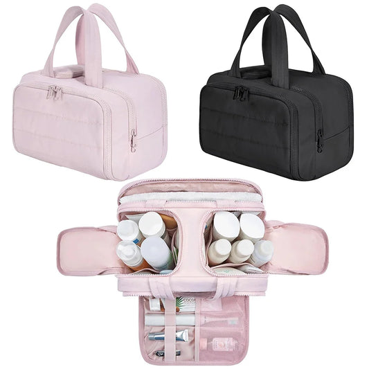 Waterproof women's travel cosmetic bag – large capacity wash bag, bathroom toiletries partition organizer