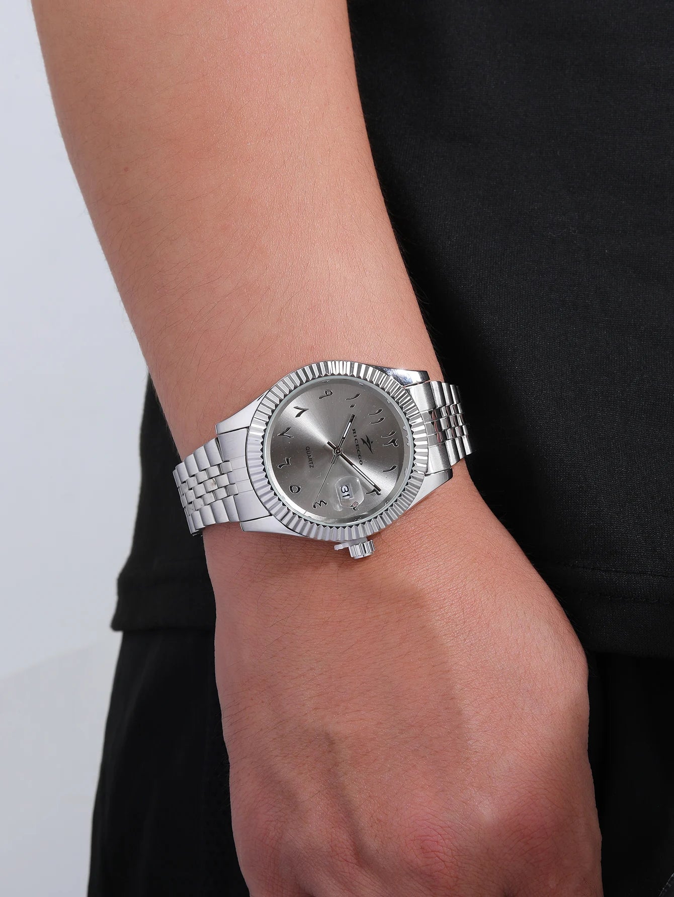 Men's Stainless Steel Date Watch Casual Business Style