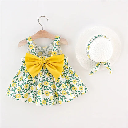 Weiches Baby-Mädchenkleid – floraler A-Linien-Schnitt, fließende Baumwoll-Polyester-Mischung, für Sommer-Strandparty