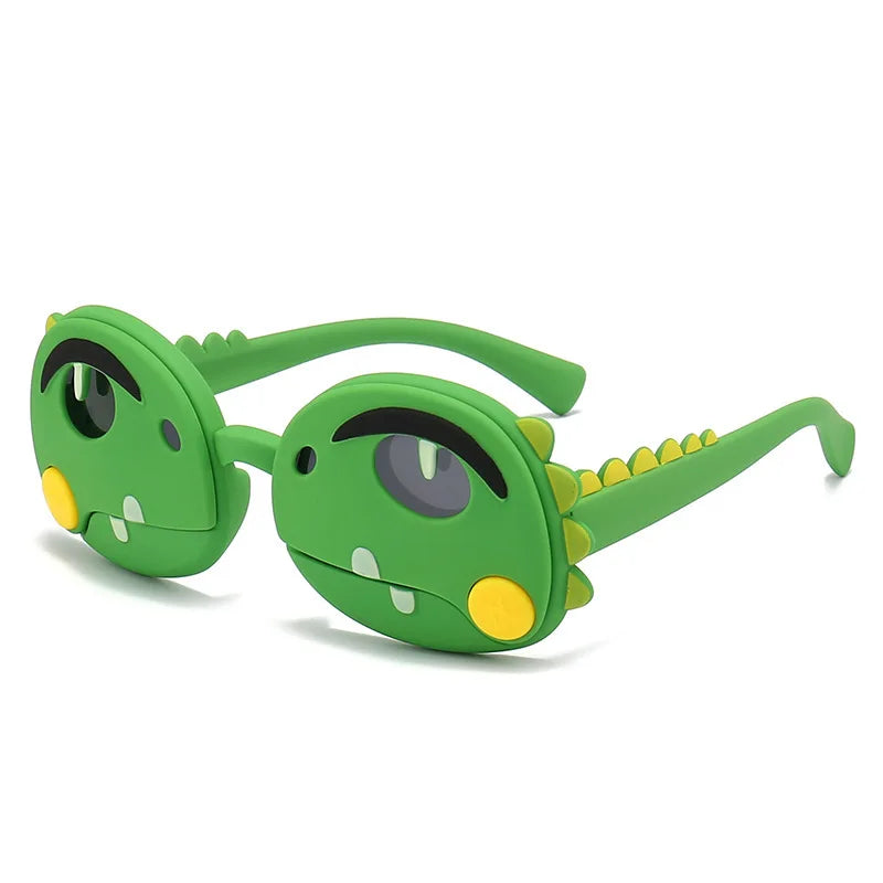 Polarized Kids Sunglasses Cartoon Dinosaur Frames Summer 2026 UV Protection Lightweight Silicone