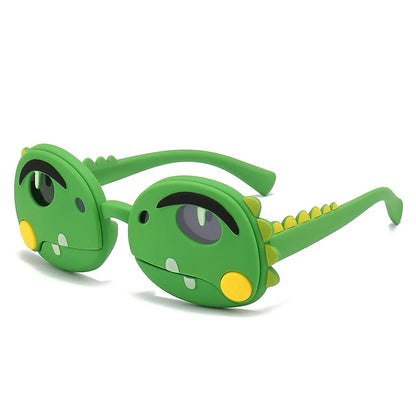 Polarized Kids Sunglasses Cartoon Dinosaur Frames Summer 2026 UV Protection Lightweight Silicone