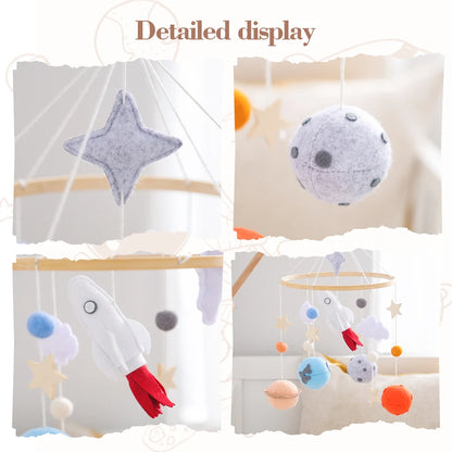 Móvil de cuna cohete de madera juguetes sensoriales para recién nacidos calmantes