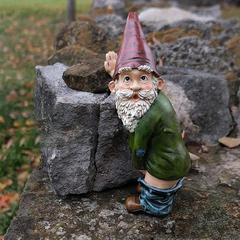 Statua Gnomo da Giardino che Fa la Pipì Decorazione Esterna Ornamento Natalizio da Giardino Idea Regalo Divertente