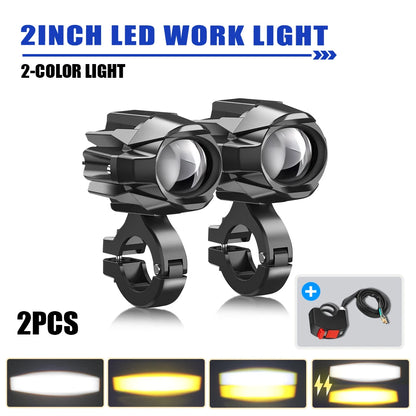 HAOLIDE LED Motorcycle Headlight 6000K – Auxiliary Fog Spot Light 3500K Strobe Off-Road Motorbike 2026