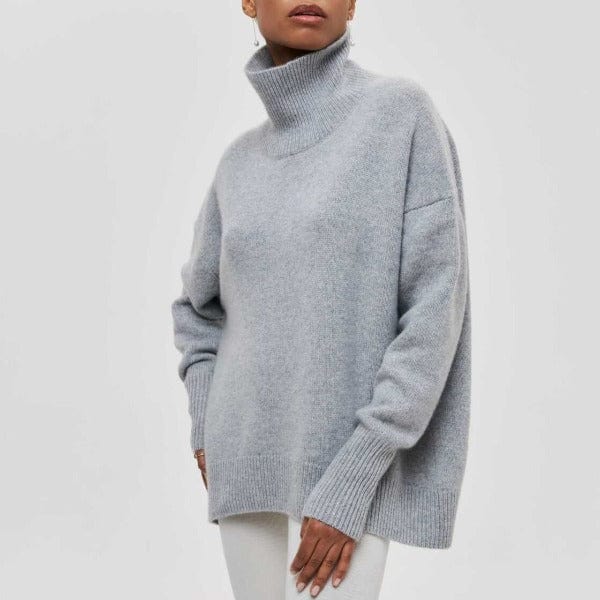 Warm Women's Turtleneck Sweater - Relaxed Wool Blend