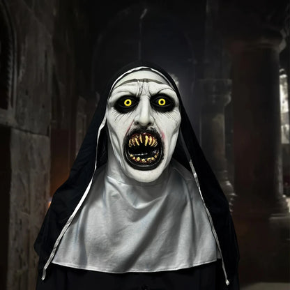 Angstaanjagend siliconen- en latexmasker van een non voor horrorcosplay, realistische details, voor volwassenen, Halloween 2026