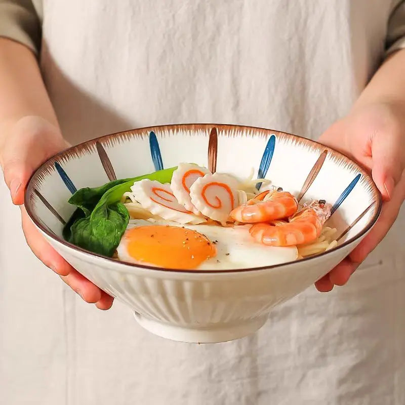 Cuenco de ramen de porcelana japonesa para fideos de 8 pulgadas grande