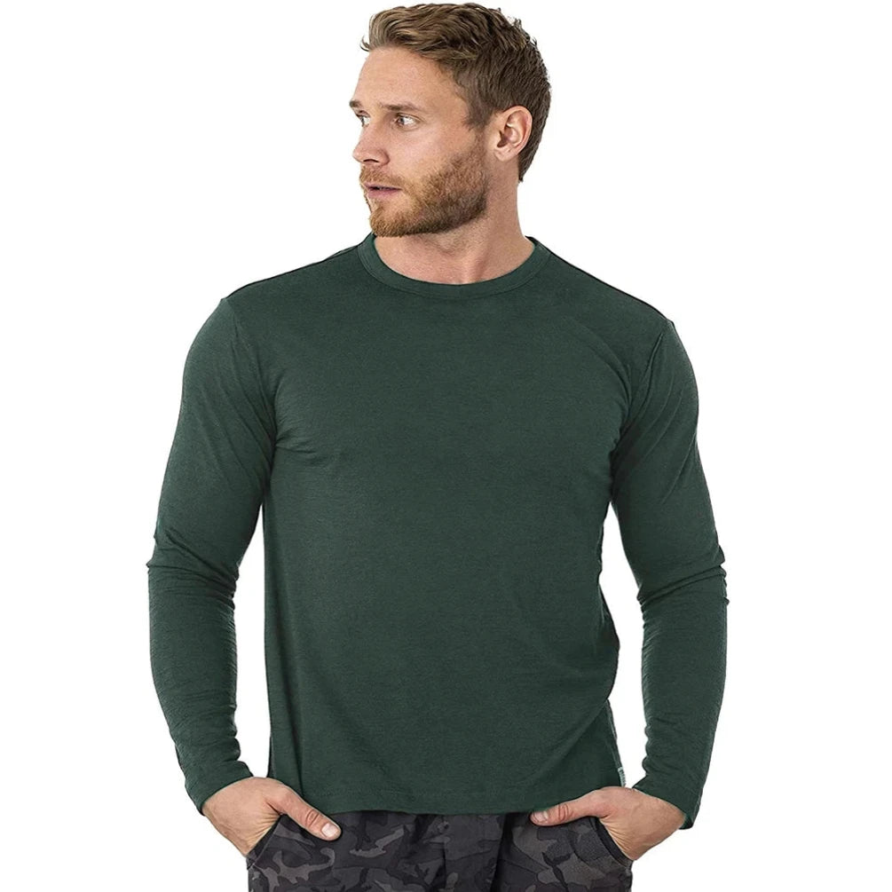 Merino Wool Thermal Base Layer Set Men's - 240G Midweight Long Sleeve Top & Free Hiking Socks