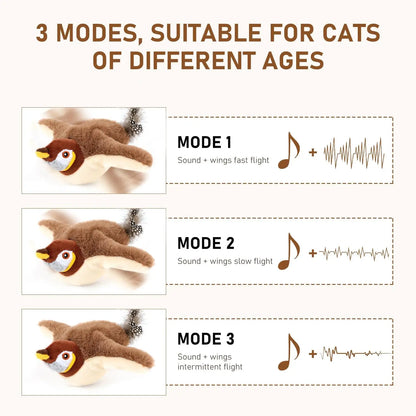 Interactive Cat Toys - Rechargeable Chirping Bird with Catnip for Indoor Cats