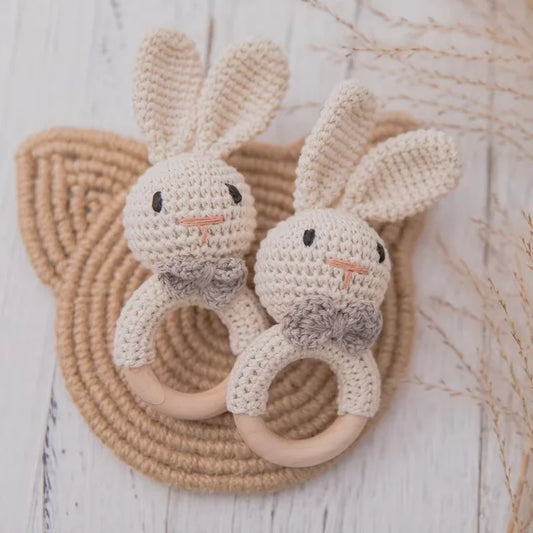 Baby Crochet Rattle Bunny Teether Newborn Sensory Toys