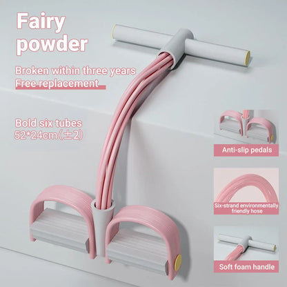 Resistance Band 6 Tube Pedal Puller Fitness Trainer
