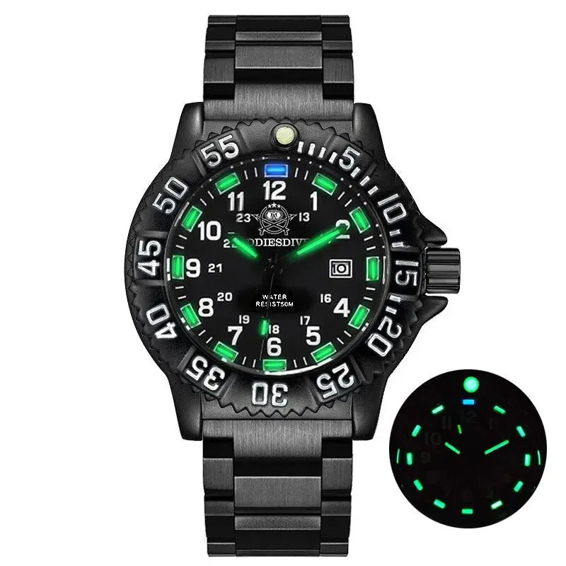 Reloj Militar Correa de Nylon Verde 50m Impermeable Luminoso