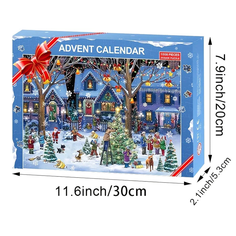 Christmas Jigsaw Advent Calendar Puzzle - 1008 Piece Countdown to Christmas Gift for All Ages