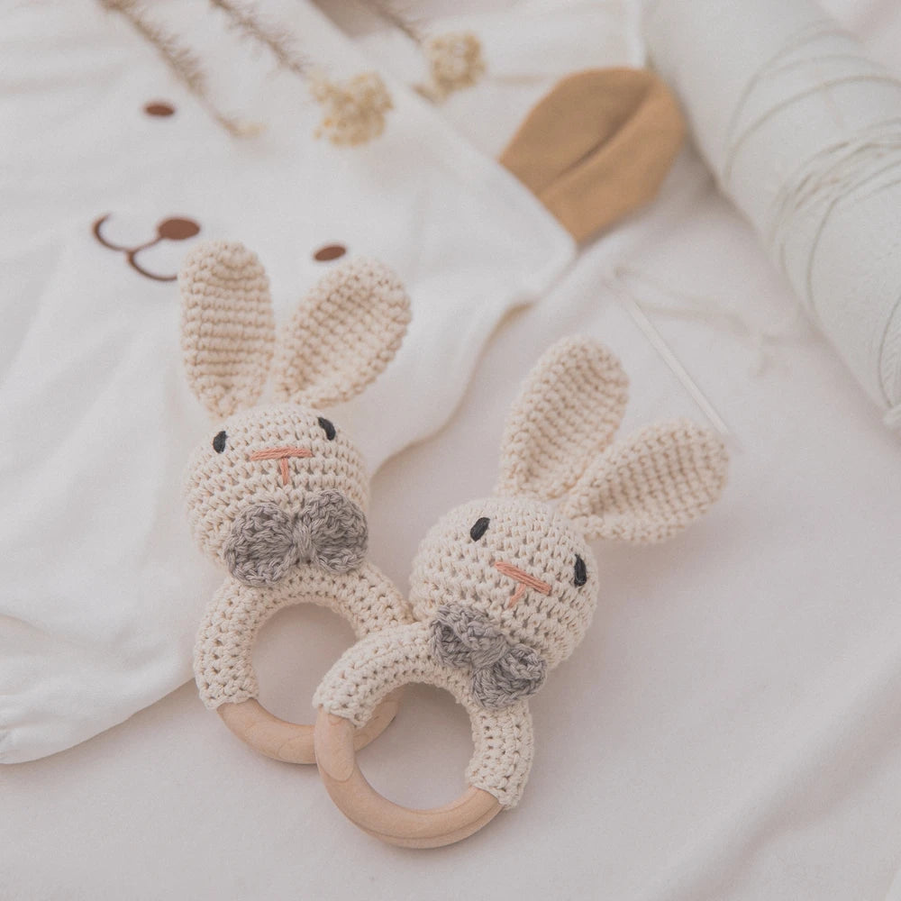 Baby Crochet Rattle Bunny Teether Newborn Sensory Toys