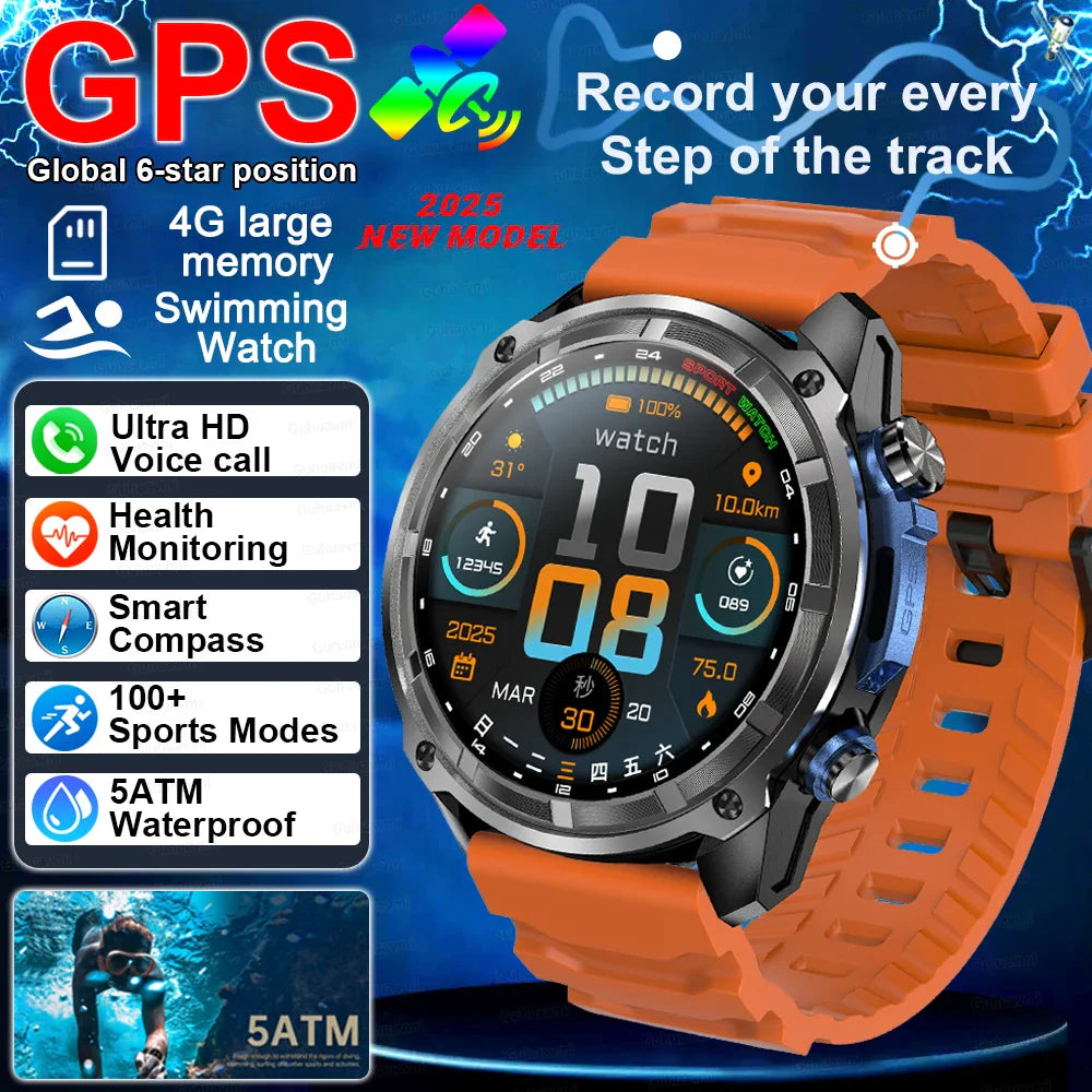 GPS Smartwatch 5ATM Waterproof Rugged Military Outdoor Watch Fall 2025 Offline Maps All-Day Battery