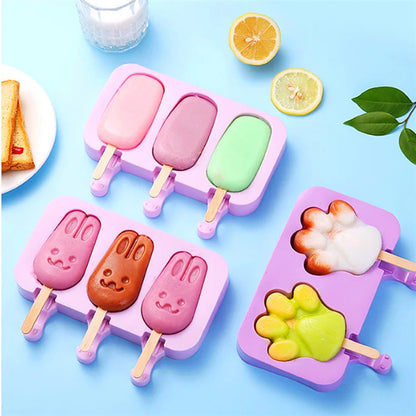 Juego de moldes de silicona para helados con tapas, moldeador de paletas con formas divertidas para golosinas caseras, fácil de desmoldar y apto para lavavajillas