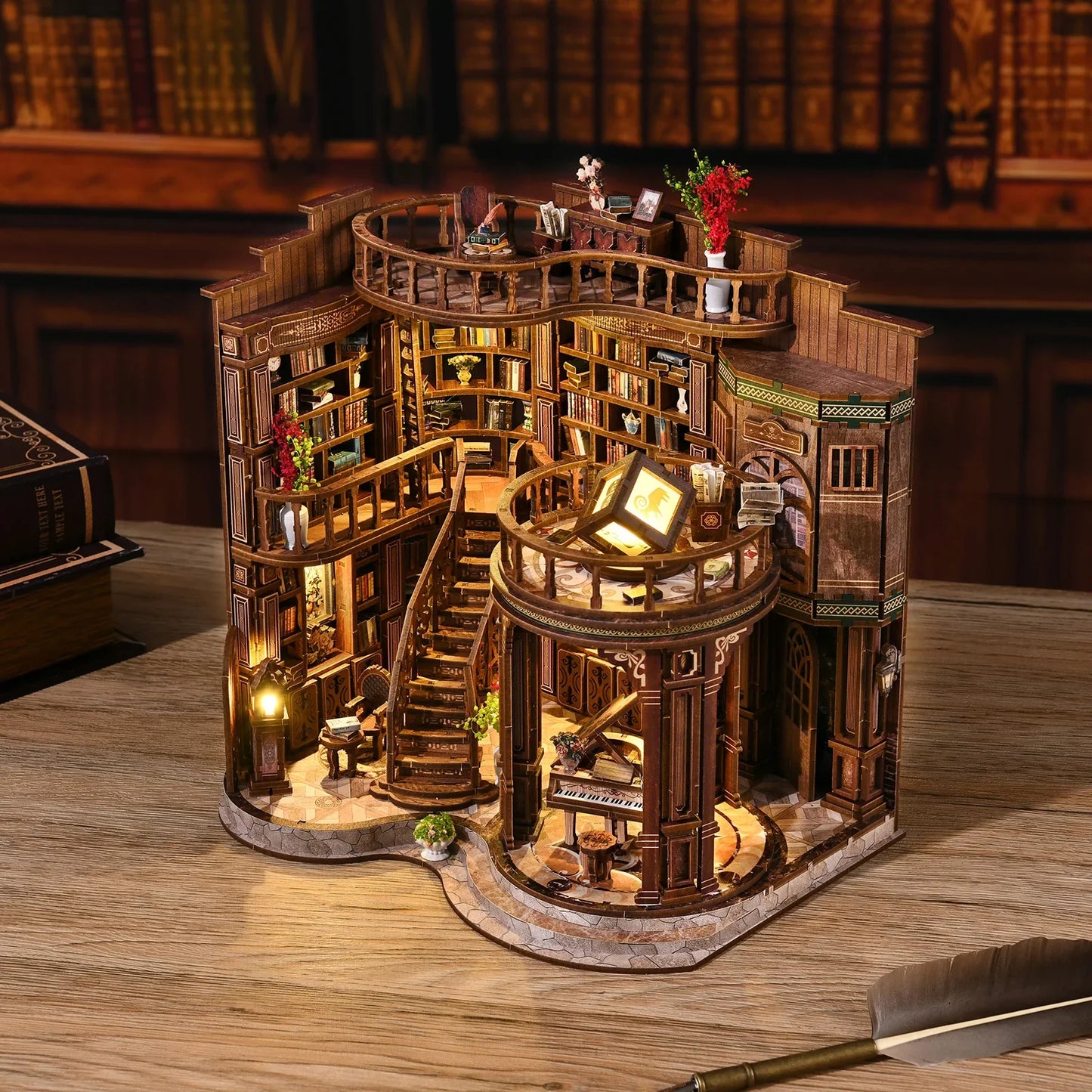 Miniature Dukkehus DIY Træbog Hus Sæt Hyggelig Efterår 2025 Rum Dekoration, Håndlavet Arkitektonisk Model Gave