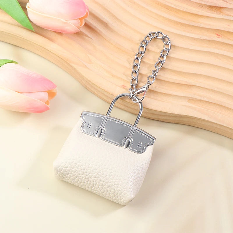 1+1 Free Birkin Inspired Mini Hand Bag - Small Bag Charm Keychain with Metal Chain