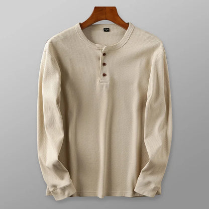Soft Classic Men's Long Sleeve Pullover - Henley Knit