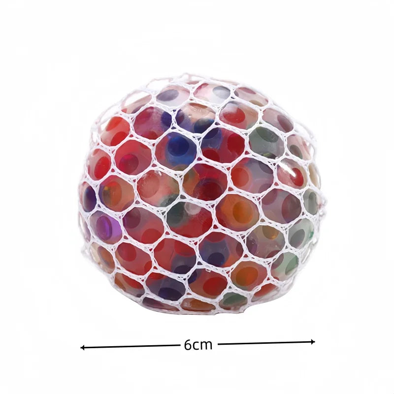 6cm Rainbow Bead Stress Ball Mesh Pinch Pocket Fidget