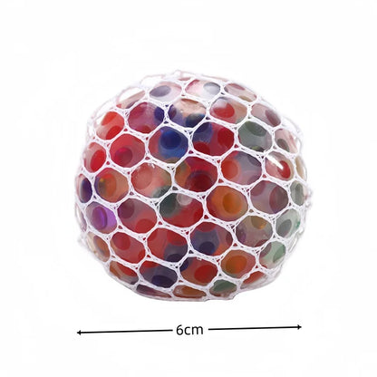 6cm Rainbow Bead Stress Ball Mesh Pinch Pocket Fidget