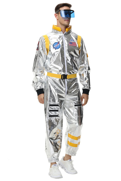 Zilverkleurig astronautenruimtepak voor volwassenen, jumpsuit voor koppels, cosplay voor Halloween, carnaval en verkleedfeesten 2026