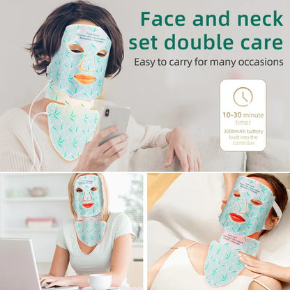 Gesichts-LED-Maske mit rotem Licht für den Hals, Infrarottherapie zur Hautverjüngung und gegen Hautalterung, Geschenkidee für 2026
