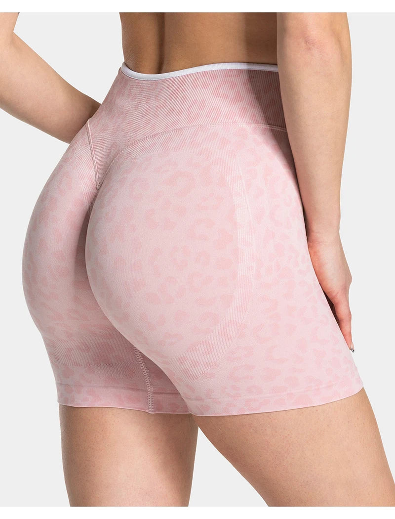 Stretchy women's seamless yoga shorts - high-waist hip-lifting, nylon blend, for gym and running