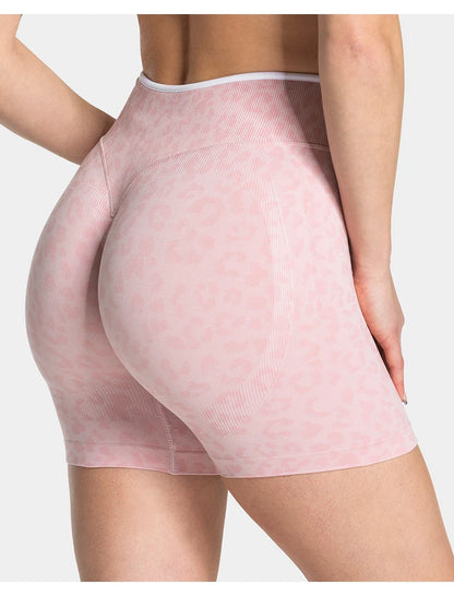 Stretchy women's seamless yoga shorts - high-waist hip-lifting, nylon blend, for gym and running
