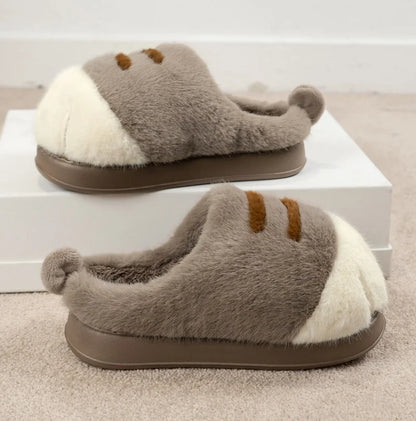 Pantofole calde e accoglienti unisex - design con zampa di gatto in peluche, pelliccia sintetica, uso interno per l'inverno