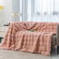 Luxury Plush Flannel Throw Blanket - Tuscan Faux Rabbit Fur, Bubble Plaid Design for Winter Warmth and Sofa Decor