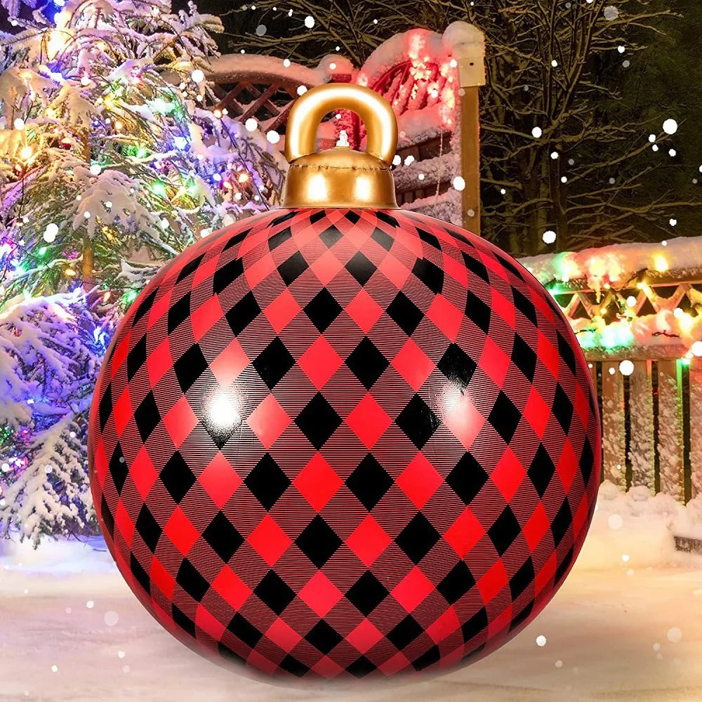 60CM Multicolor PVC Christmas Inflatable Ball - Giant Outdoor Decoration for Holiday Celebrations, Festive Ornaments and Gifts