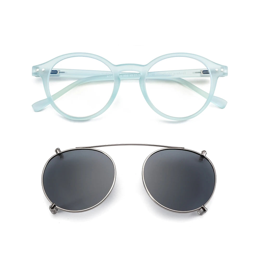 Clip-On Zonnebril Retro Ronde Monturen Anti Blauw Licht Polariserende Clip-Ons Zomer 2026