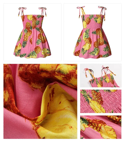 Soft girls' sundress - smocked bodice, daisy print, polyester, for casual summer outings