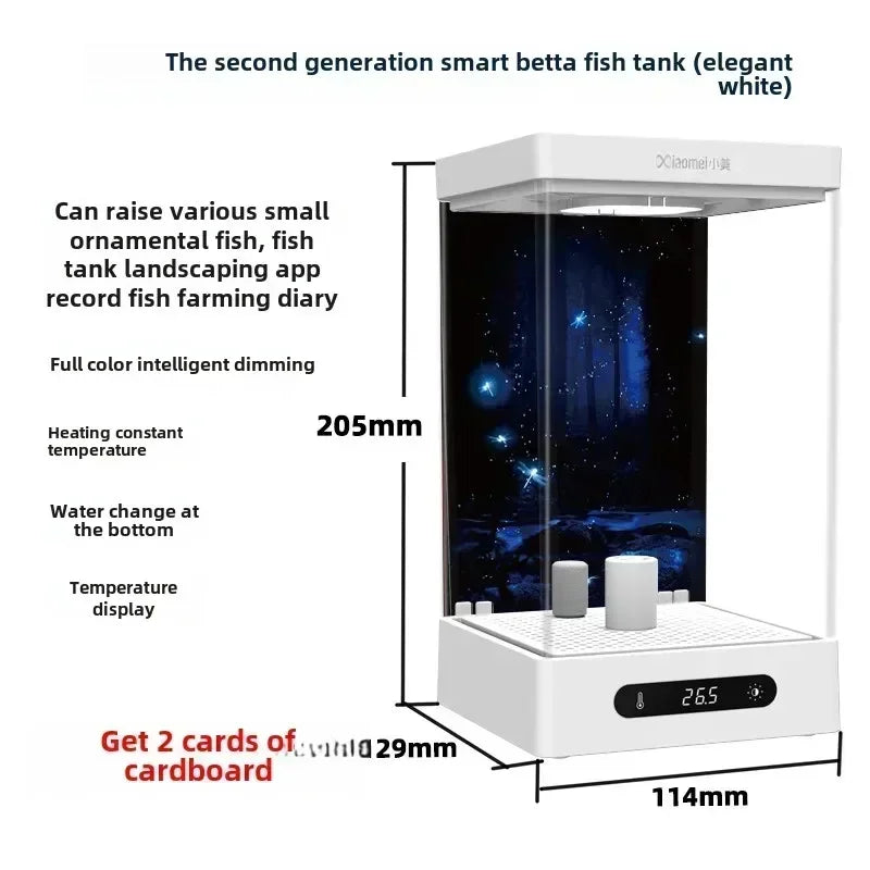 Betta Tank 2L Smart Selv-cirkulerende Desktop Akvarium Mini Med Varmelegeme Og LED Efterår 2025 Skrivebordsdekoration Lav Vedligeholdelse