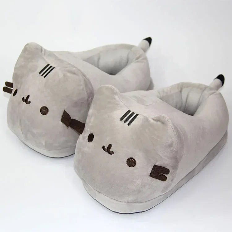 Warm women's cat-face slippers – full-coverage cat-face design, plush, indoor home use