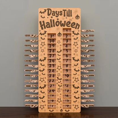 Calendario dell'Avvento di Halloween in Legno 31 Giorni Conto alla Rovescia Artigianale