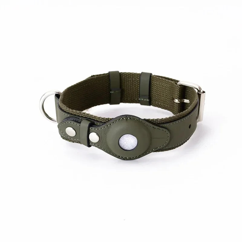 Leder-Hundehalsband verstellbar gepolstert Haustierhalsband mit AirTag-Halter Luxusdesign Ganzjahreskomfort Geschenk