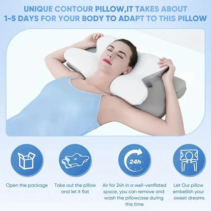 Memory Foam Cervical Neck Pillow Orthopedic Slow Rebound Support for Sleep & Relaxation