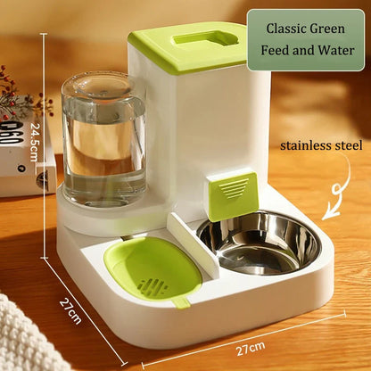 Alimentador automático para mascotas con dispensador de comida y agua por gravedad, sin baterías, manos libres, caída 2025, fácil de limpiar