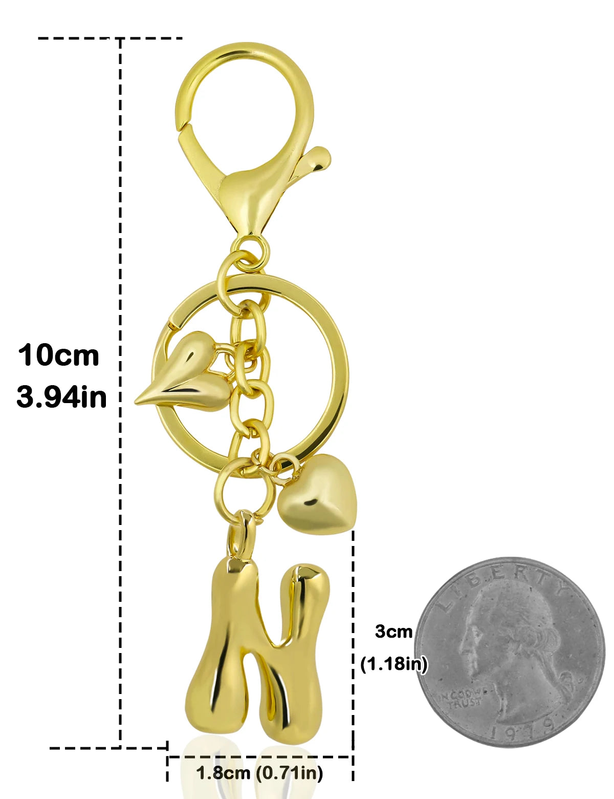 Personlig nøglering guld boblebogstav taskevedhæng gave