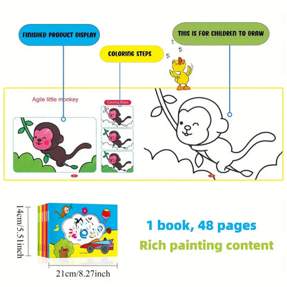 Coloring Book For Kids 48 Page Doodle Sketchbook With Colorful Cartoon Animals Early Learning Back To School 2025 Gift