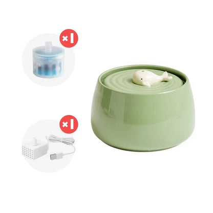 Katzen Trinkbrunnen 1300ml Keramik USB Aufladbarer Haustierbrunnen Mit Filter Und Holzständer Herbst 2025 Kontinuierliche Hydration