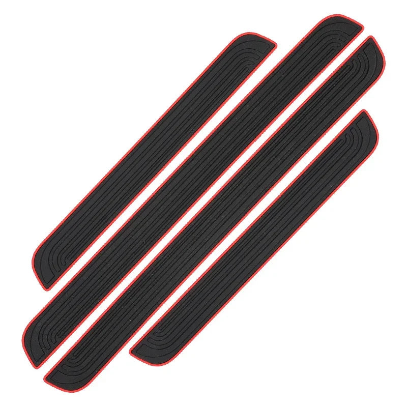 Black Rubber Car Door Sill Scuff Protectors - 4pcs Anti-Scratch Car Accessories